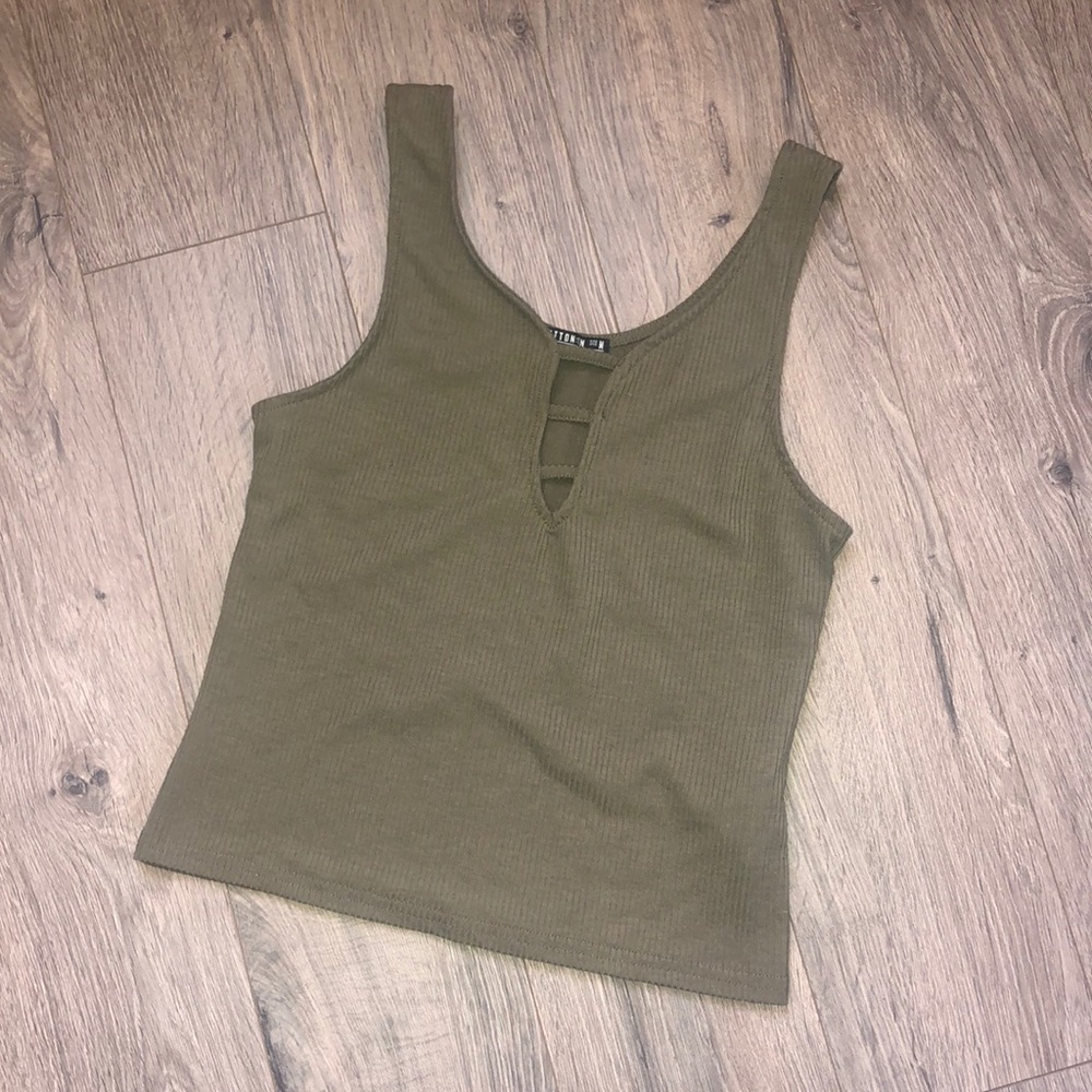 Army green crop top